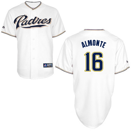 Abraham Almonte #16 Youth Baseball Jersey-San Diego Padres Authentic Home White Cool Base MLB Jersey